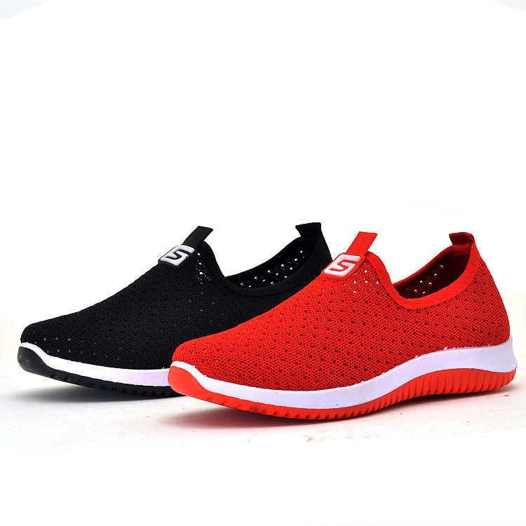 Flying Woven Women's Mesh Shoes Product Category: Casual Sandals Applicable age: adult Upper Material: Flying Woven Mesh Sole material: polyurethane sole style: Casual Toe shape: round toe Heel height: flat heel Heel shape: flat heel Popular elements: car