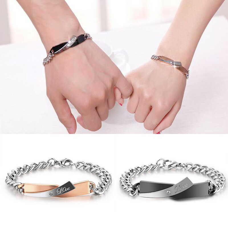 Couple Cross-design Bracelet Overview: Unique design, stylish and beautiful. Good material, comfortable wear. A variety of colors, any choice. Product information: Metail: stainless steel Style: Cute, Romantic Closure Type: Loster Model Number: Pair brace