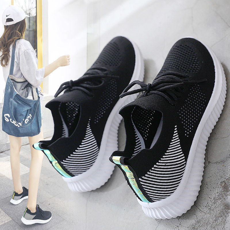 Women's Shoes Spring White New Breathable Sports Mesh Versatile Summer Hollow Walking Flying Woven No-slip Ladies Sneakers Product information: Suitable season: autumn Applicable gender: neutral/male and female Popular elements: hollow, mesh, color matchi