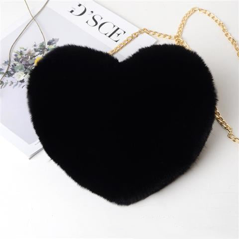 Love Bags For Women Plush Chain Shoulder Bags Valentine's Day Party Bag Product information: Material: plush Luggage trend style: small round bag Bag size: medium Lining texture: synthetic leather Bag shape: heart Opening method: zipper Pattern: solid col