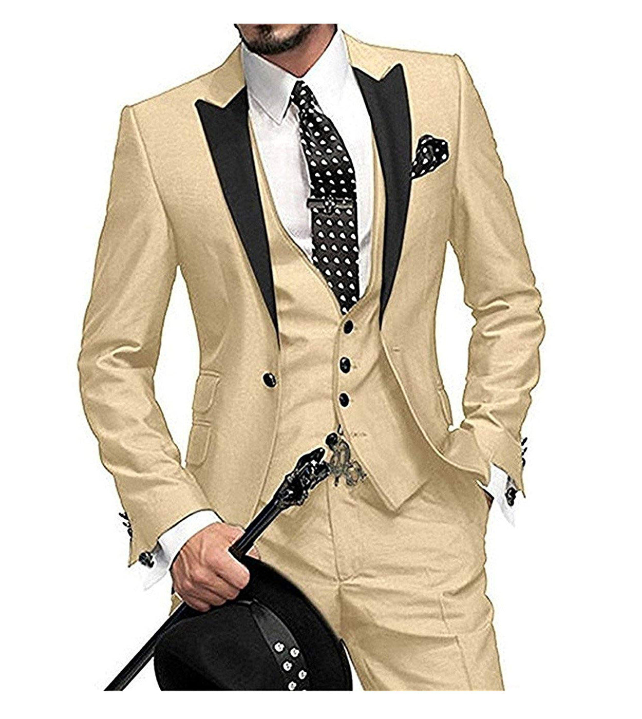 Men's Three-piece Suit Bridegroom Best Man Wedding Suit Men Product information: Color: red, blue, purple, black, white, sapphire blue, dark blue, pink, mint green, champagne, dark green, light pink, gray, wine red Size: XS,S,M,L,XL,XXL,3XL,4XL,5XL Versio