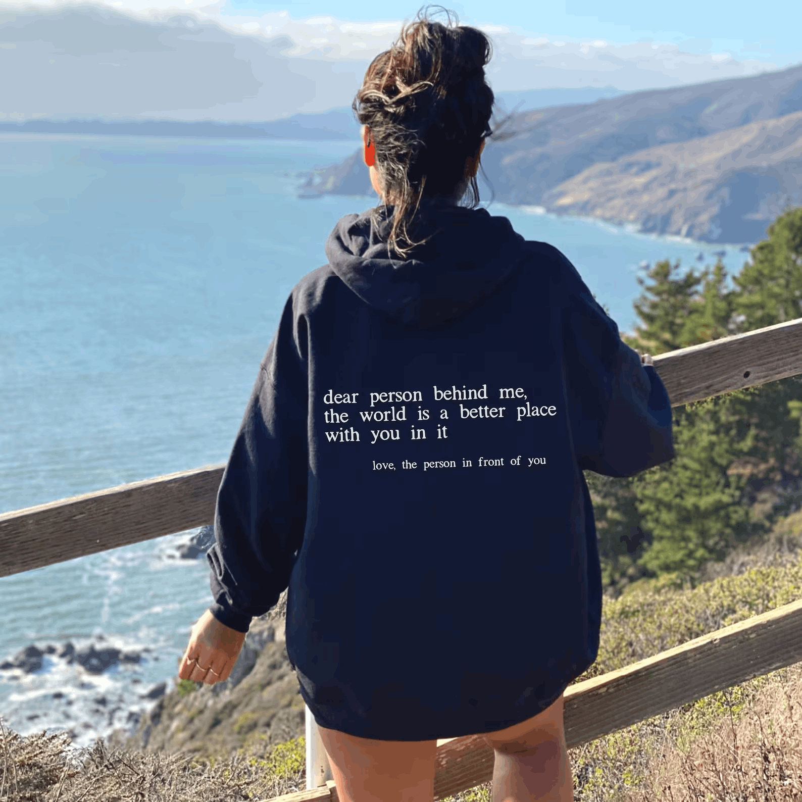"Dear Person behind Me" Hoodie Want to make a difference? Choose the 'Dear Person Behind Me' hoodie and start impacting the world! Crafted from top-notch materials, this hoodie is designed to fit true to size, no fussing needed. The perfect piece of cloth
