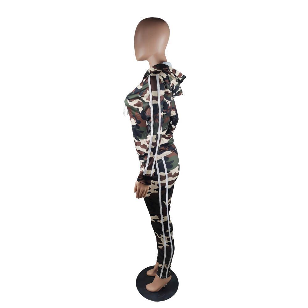 Camouflage casual suit Style: sexy Pattern: Printing Style: pants suit Top style: coat Top sleeve length: long sleeve Pants style: straight pants Length: trousers Popular elements: printing, irregular, stitching Craft: collage/splicing Fabric name: Zigong