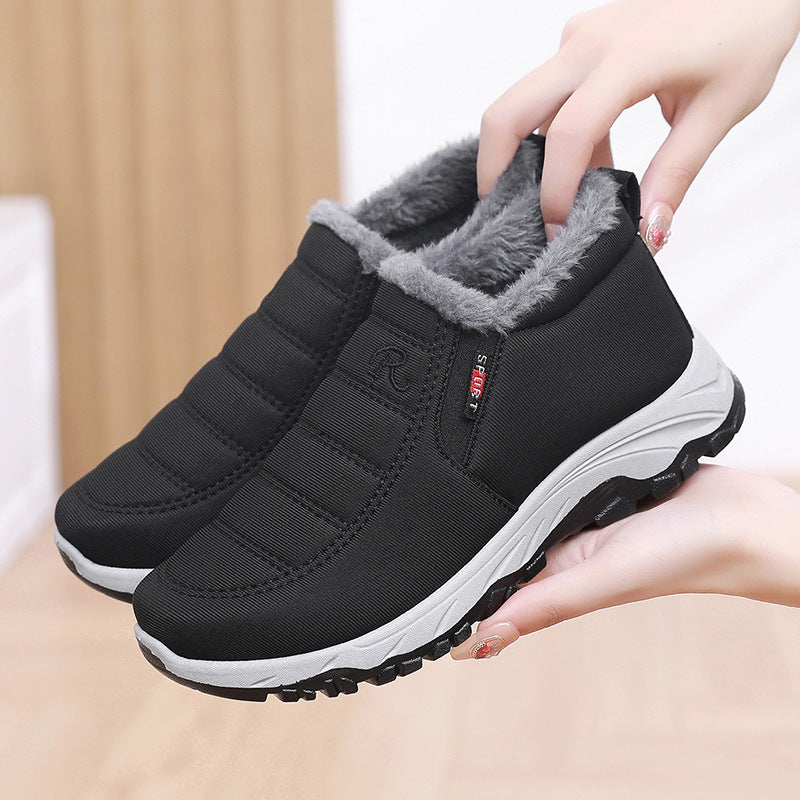 Fashion Thickened Warm Snow Boots Women Product information: Pattern: solid color Applicable sports: Universal Color: women's black, women's red, men's black, men's blue Size: female 36, female 37, female 38, female 39, female 40, female 41, male 39, male