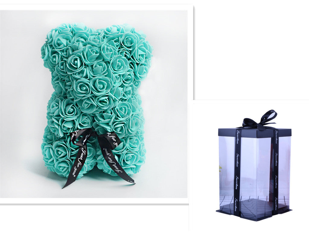 Valentine's Day Gift Rose Bear Eternal Flower Rose Teddy Bear PE Foam Bear 25cm Valentines Day Overview: Rose Bear — The rose bear is about 10*7*7 inches (length*width*height). This eternal rose bear symbolizes eternal love, affection, friendship and stab