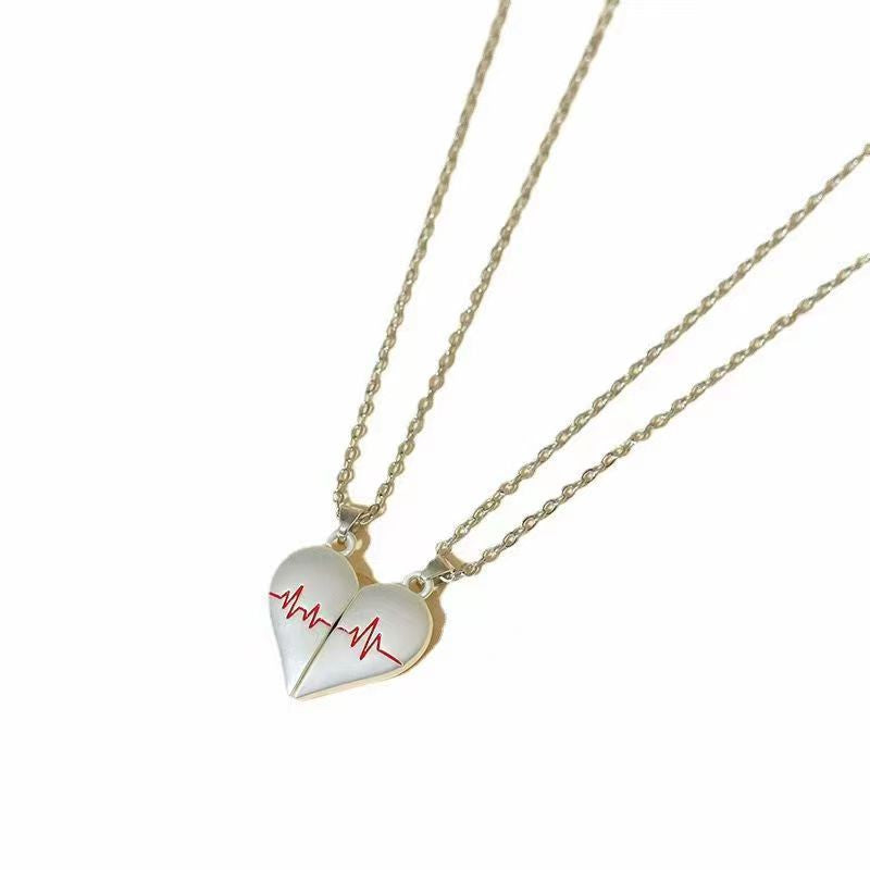 Heartbeat Magnetic Heart Necklace Love Couple Jewelry Product information : Material: alloy Treatment: electroplating Style: magnet necklace Modeling: geometric Chain style: regular chain Multilayer: No. Circumference: 21-50cm Color: gold pair, silver pai