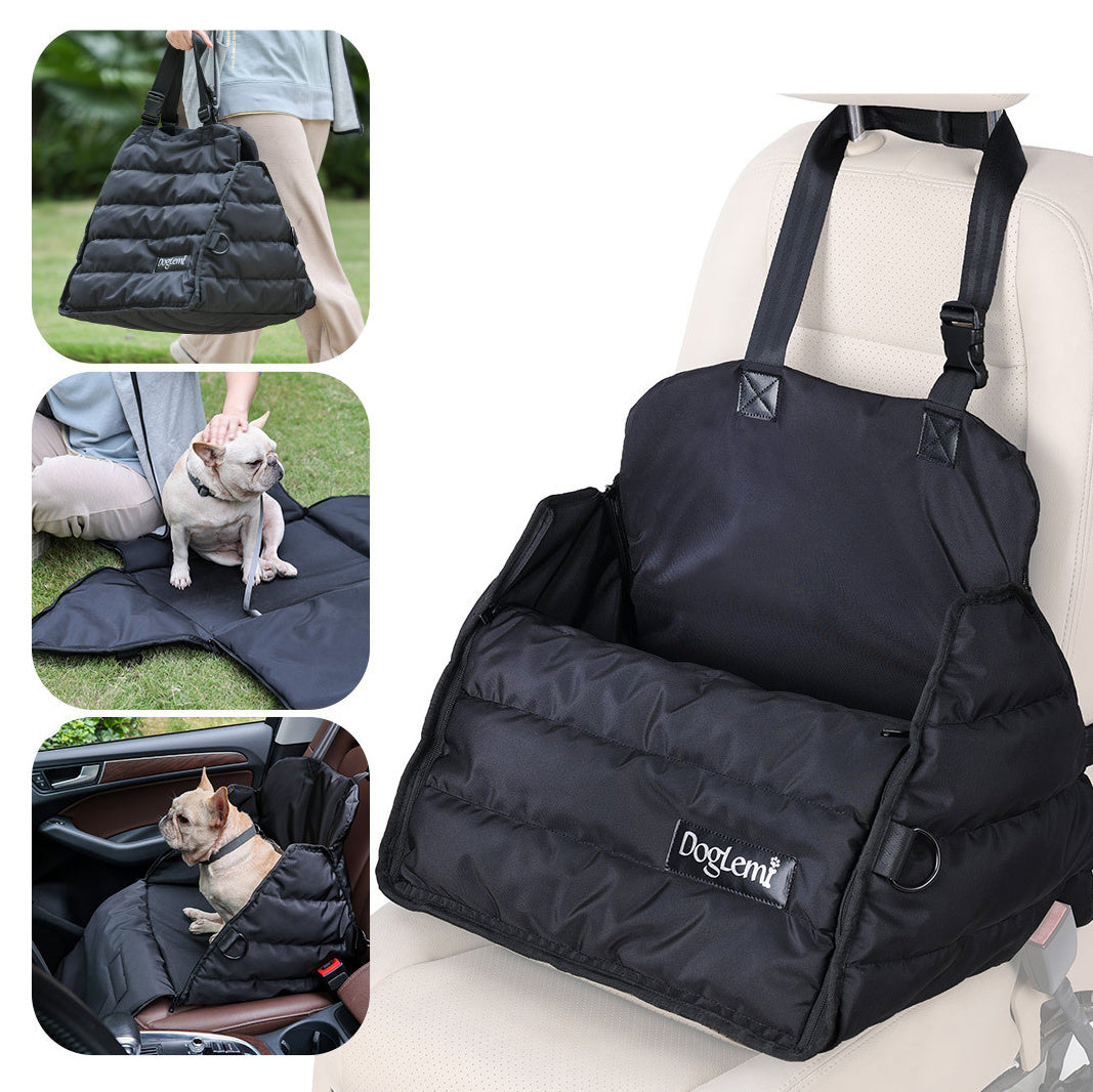 Pet Car Bag Car Front And Rear Seat Dog Car Pad Multi-functional Anti Splash Autumn And Winter Pet Bag Overview: 1. This dog travel bag performs multiple duties: it is a safety car seat, travel bed, and dog house on the go! 2. This bag can be attached to