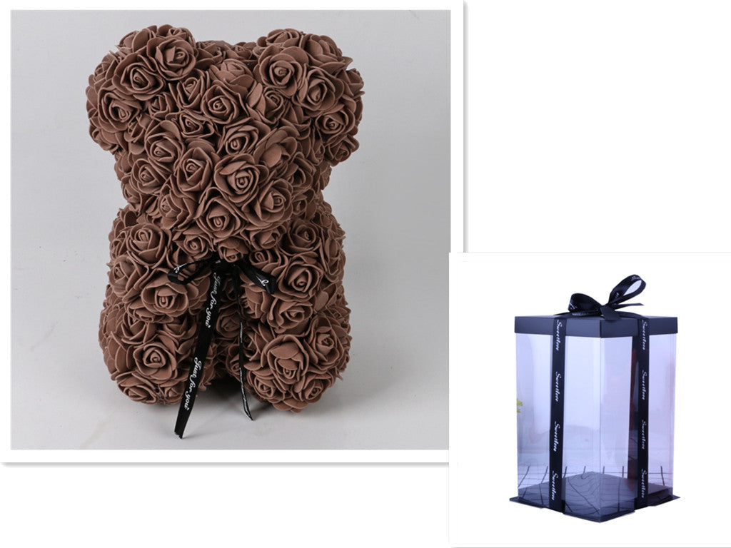 Valentine's Day Gift Rose Bear Eternal Flower Rose Teddy Bear PE Foam Bear 25cm Valentines Day Overview: Rose Bear — The rose bear is about 10*7*7 inches (length*width*height). This eternal rose bear symbolizes eternal love, affection, friendship and stab