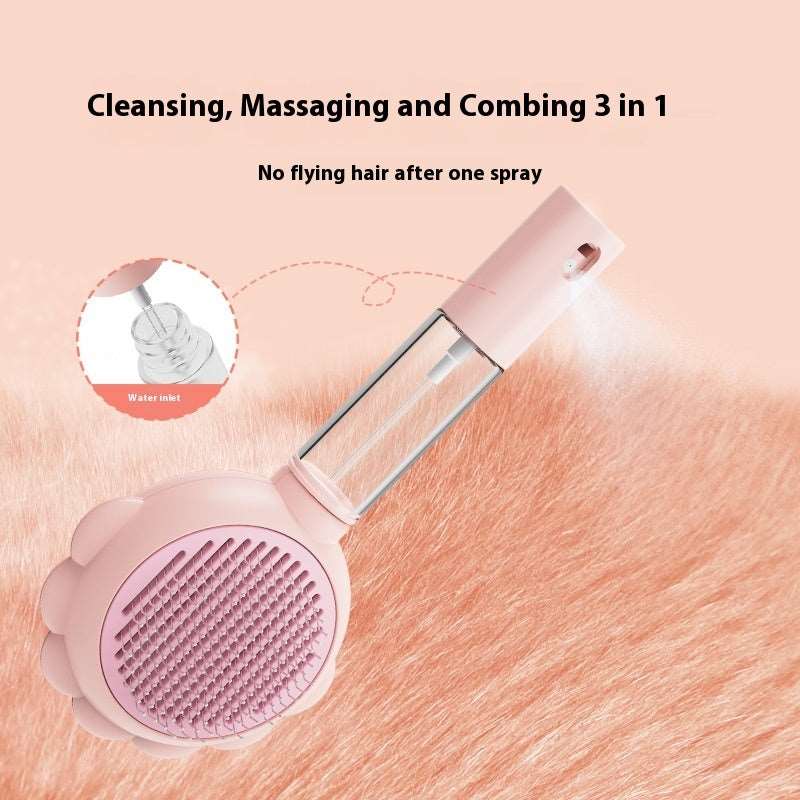 2 In 1 Self Cleaning Dog Brush Comb With Spray Pets Grooming Hair Remover Combs Brush Floating Hair Pet Grooming Brush Pet Products Overview: 1. Plastic+Metal+TPR Material: Composed of a plastic shell, metal comb teeth, and TPR-pointed protective points,