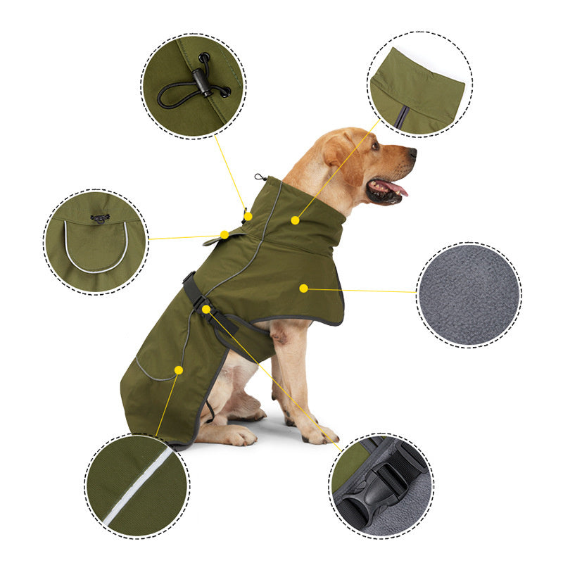 Medium And Large Dogs Handsome Winter Warm Clothing Snowproof Pet Supplies Product information: Material: Waterproof Nylon Product category: cotton clothes Style: leisure Applicable gender: general Color: army green, black Size: XS,S,M,L,XL,XXL Packing li