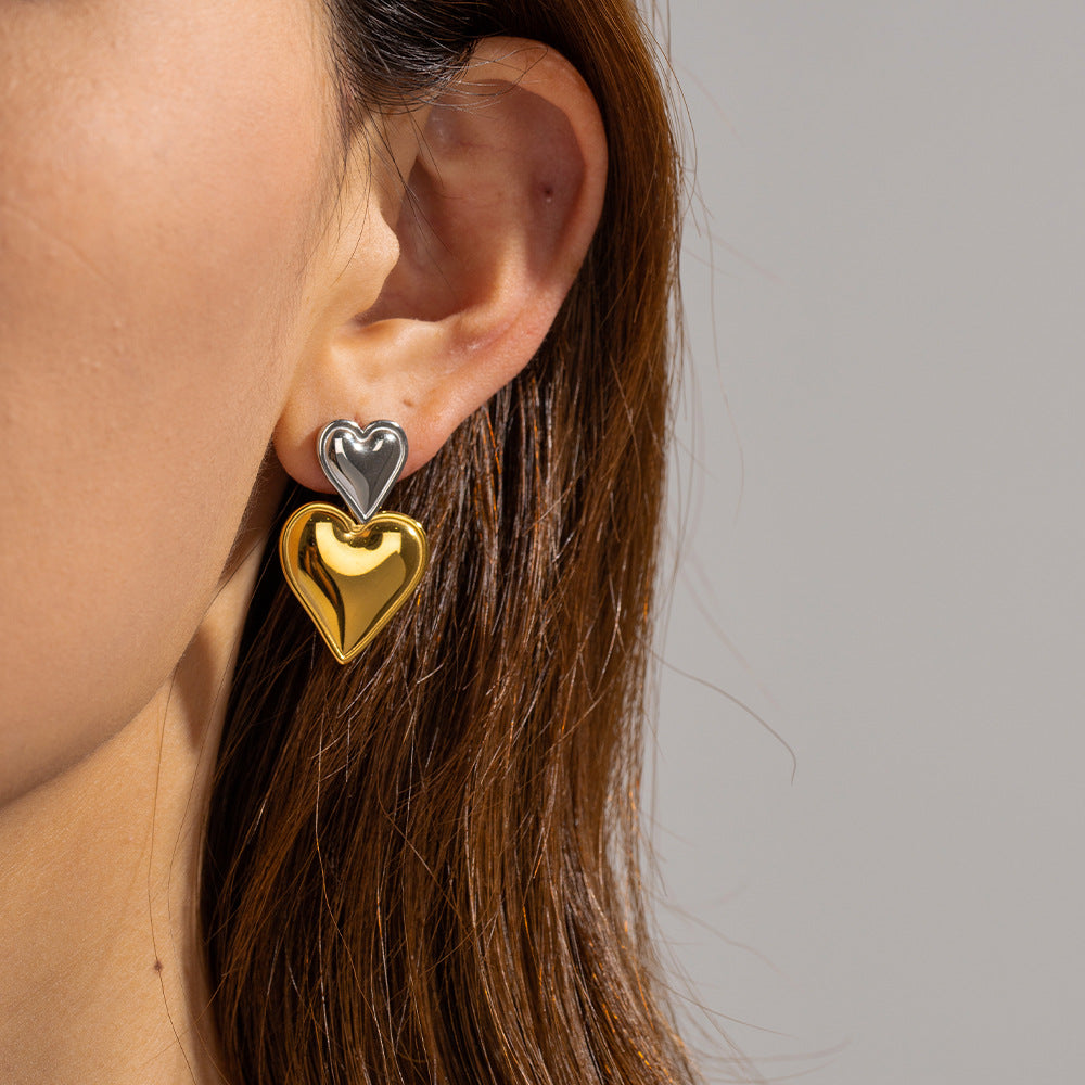 Zofia Heart Earrings Product information: Color: Jde2023589-1,jde2023589-2 Applicable people: Women Material: Stainless steel Shape: Heart shape Popular elements: Love/heart Style: Ins style Packing list: Stud earrings *1 pair Product Image: Zofia Heart E