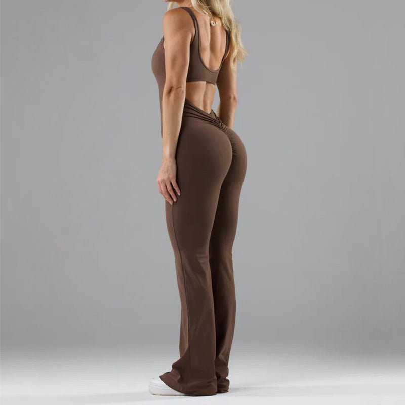 Tight Yoga Bodysuit Casual Hollow Seamless Womens Clothing Product information: Fabric name: milk Silk Color: black, gray, blue, light brown, all products have chest pad. Elastic: medium elastic Pants length: trousers Main fabric composition: Polyester (p