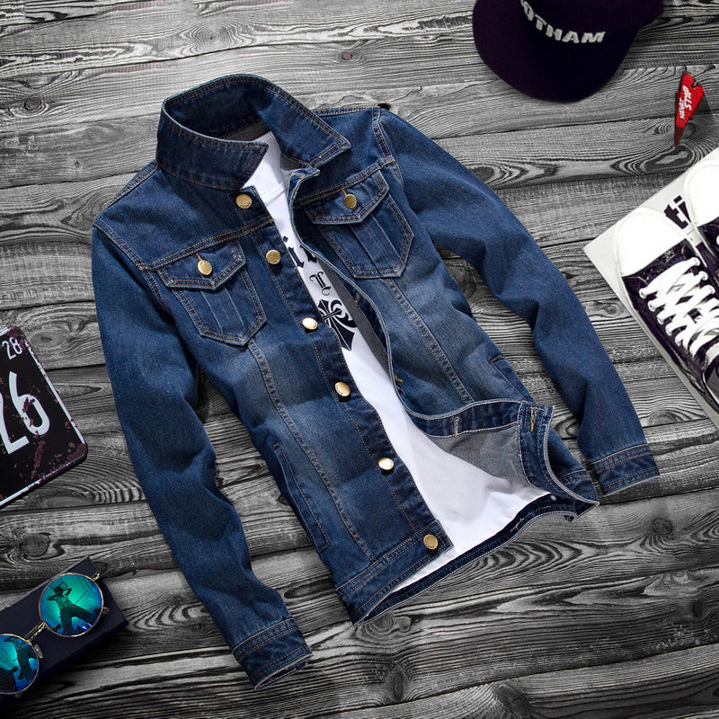 Fashion lapel men's denim jacket jacket men casual Main fabric composition; cotton The content of the main fabric composition; 60 (%) Lining ingredient content; 60 (%) Applicable scene; leisure Style details; button decoration size Shoulder width（CM） bust