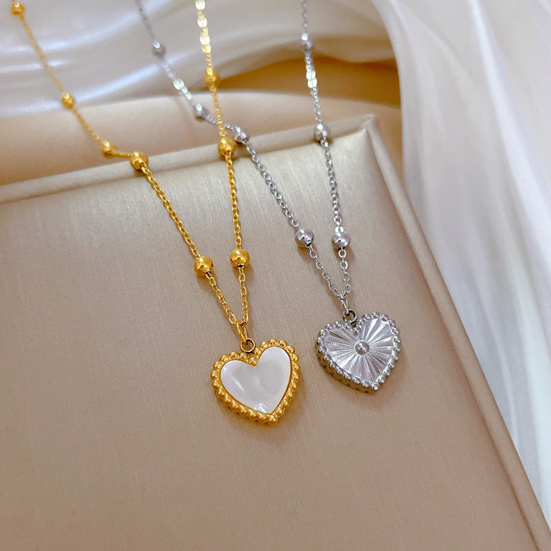 Heart-shape Love Necklace For Valentines Day Temperamental Personality Minimalist Stove Real Gold Necklace Female Product information: Treatment Process: Electroplating Color: N212 Gold [whole titanium steel], N213 silver [whole titanium steel]] Pendant m