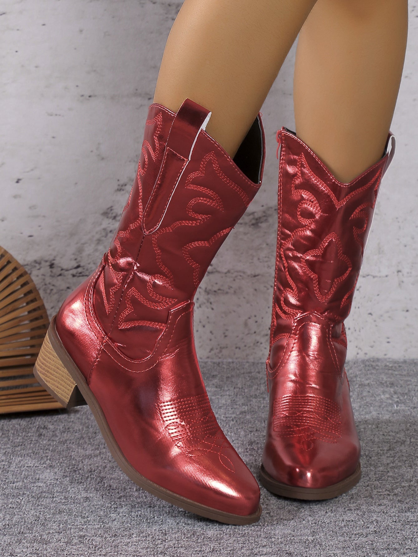 Chunky Heel Pointed Toe Western Boots Fashion Mid-tube Solid Knight Boot Autumn And Winter Shoes For Women Overview: Unique design, stylish and beautiful. Good material, comfortable feet. A variety of colors, any choice. Specification: Product category: M