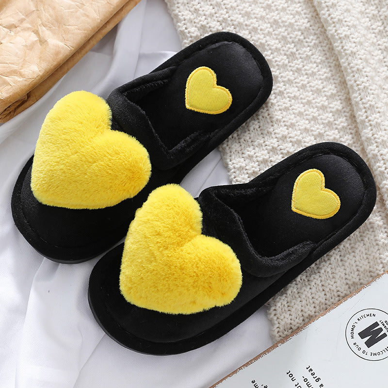Cute Love Slipper Winter Warm Fluffy Shoes Home Slippers For Valentine's Day Overview: Unique design, stylish and beautiful. Good material, comfortable feet. A variety of colors, any choice. Specification: Cartoon love slippery home slippers Sole material