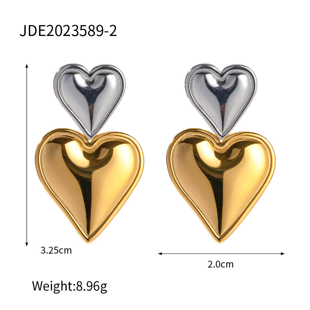 Zofia Heart Earrings Product information: Color: Jde2023589-1,jde2023589-2 Applicable people: Women Material: Stainless steel Shape: Heart shape Popular elements: Love/heart Style: Ins style Packing list: Stud earrings *1 pair Product Image: Zofia Heart E