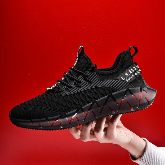 Mesh running shoes flying woven casual shoes Pattern: Color matching Upper material: mesh Sole material: rubber foam Applicable sports: general Wearing style: back tie Popular elements: sewing thread, shallow mouth, color matching, plain surface Heel shap