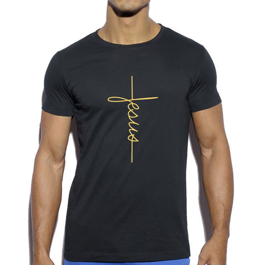 Men's Short Sleeve Jesus Christ Cross Print T-Shirt Product Information: Sleeve length: short sleeve Collar type: round neck Applicable people: male Edition type: Slim type Size Information: Size: S/M/L/XL/XXL Note: 1. Asian sizes are 1 to 2 sizes smaller