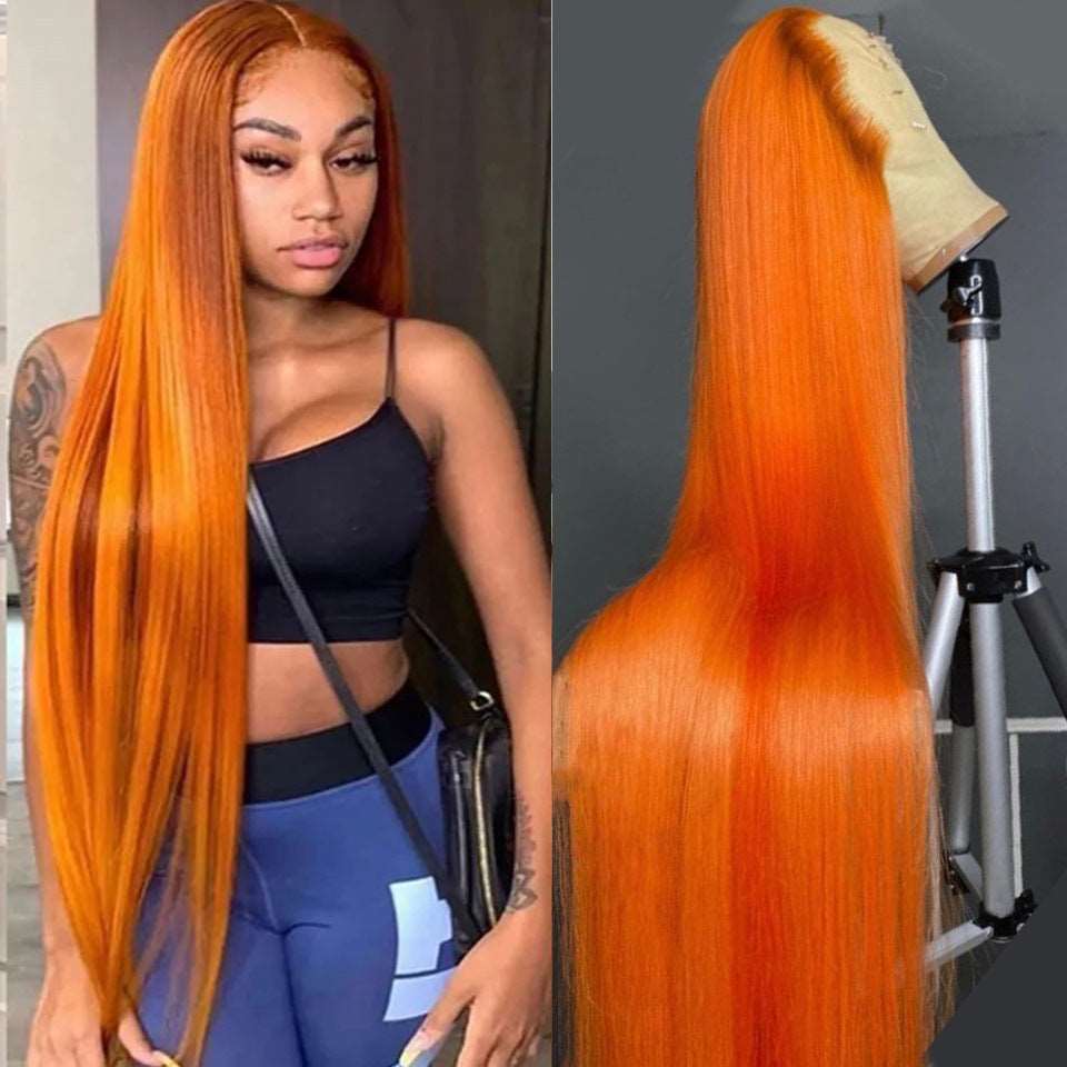 13x4 Lace Front Wig Human Hair For Black Women Product information: Treatment Process: hand-woven Efficacy: hairdressing Color: Orange# Applicable face type: any face type Applicable people: Ladies Hair material: Human hair Applicable skin color: any skin