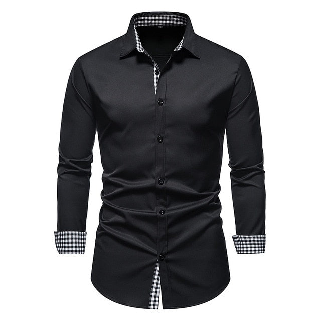 Plaid Patchwork Formal Shirts for Men The Plaid Patchwork Formal Shirts for Men are the perfect shirt for any man who wants to look his best. Made from a breathable fabric, these slim-fit shirts are perfect for any occasion, whether it be a casual gatheri