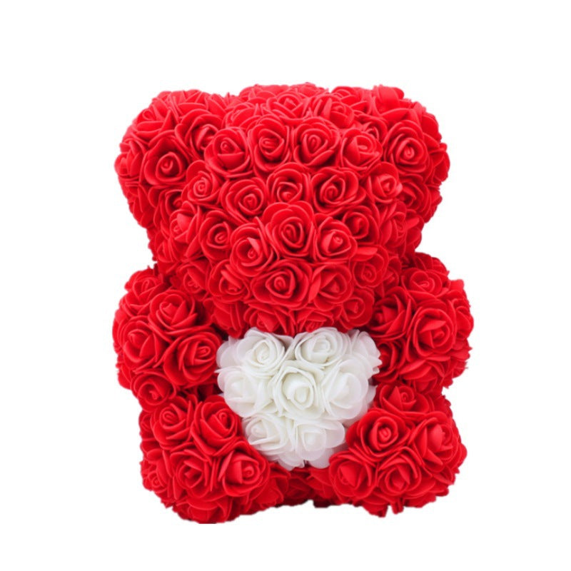 Valentine's Day Gift Rose Bear Eternal Flower Rose Teddy Bear PE Foam Bear 25cm Valentines Day Overview: Rose Bear — The rose bear is about 10*7*7 inches (length*width*height). This eternal rose bear symbolizes eternal love, affection, friendship and stab