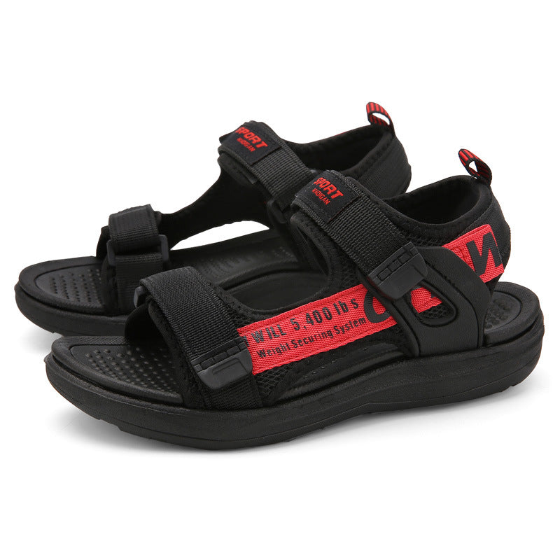 New Children's Sandals Men's Boys Trend Youth Children's Shoes Men's Middle School Children's Beach Shoes Wholesale Product Information: Color: black and gray, black and red, black and green Upper material: linen Sole material: EVA Style: sports Product c
