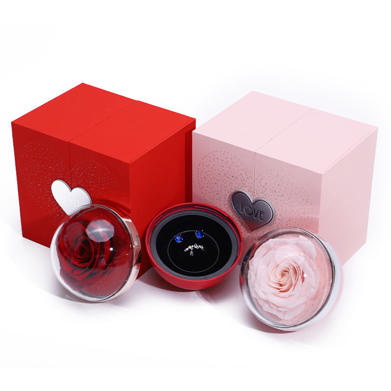 Creative Eternal Rose Box Eternal Soap Flower Jewelry Box Ring Necklace Storage Case Valentines Surprise Gift Overview: 1.【Romantic Gifts for Her】Forever rose symbolizes forever love, harmonious family, and loyal friendship. Surprise your loved ones. 2.【P