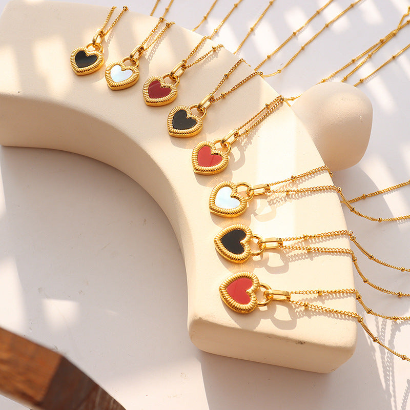 Double-Sided Color Heart-shaped Necklace Ins Style Niche Design Valentine's Day Personalized Love Necklace For Women Jewelry Product information: Material:Titanium steel/Choi bei Size:40+5cm Size Information: Packing list: Necklace*1 Product Image: Double