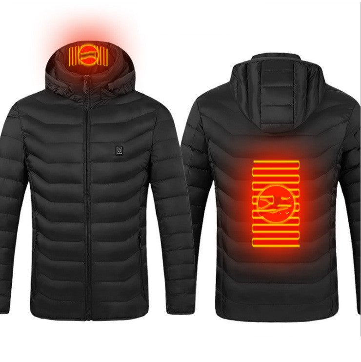 New Heated Jacket Coat USB Electric Jacket Cotton Heater Thermal Clothing Heating Vest Overview: LIGHTWEIGHT DESIGN FOR HEATING: Metallic dot lining, elastic cuffs, hem, removable hood, long sleeve and high-quality zippers help you better lock the heat, w