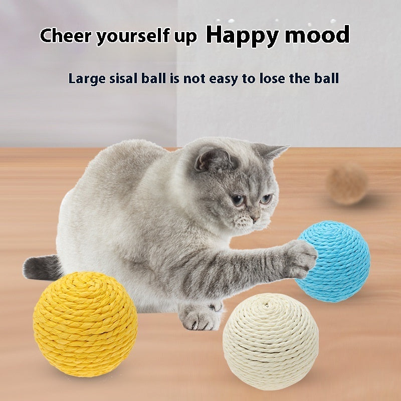 String Sisal Ball Self-Hi Relieving Stuffy Funny Cat Toy Product information: Color: primary color, white, blue, yellow Specification: 8CM Material: Paper string decorations Category: Pet Toys Packing list: 1*Cat Toy Product Image: String Sisal Ball Self-