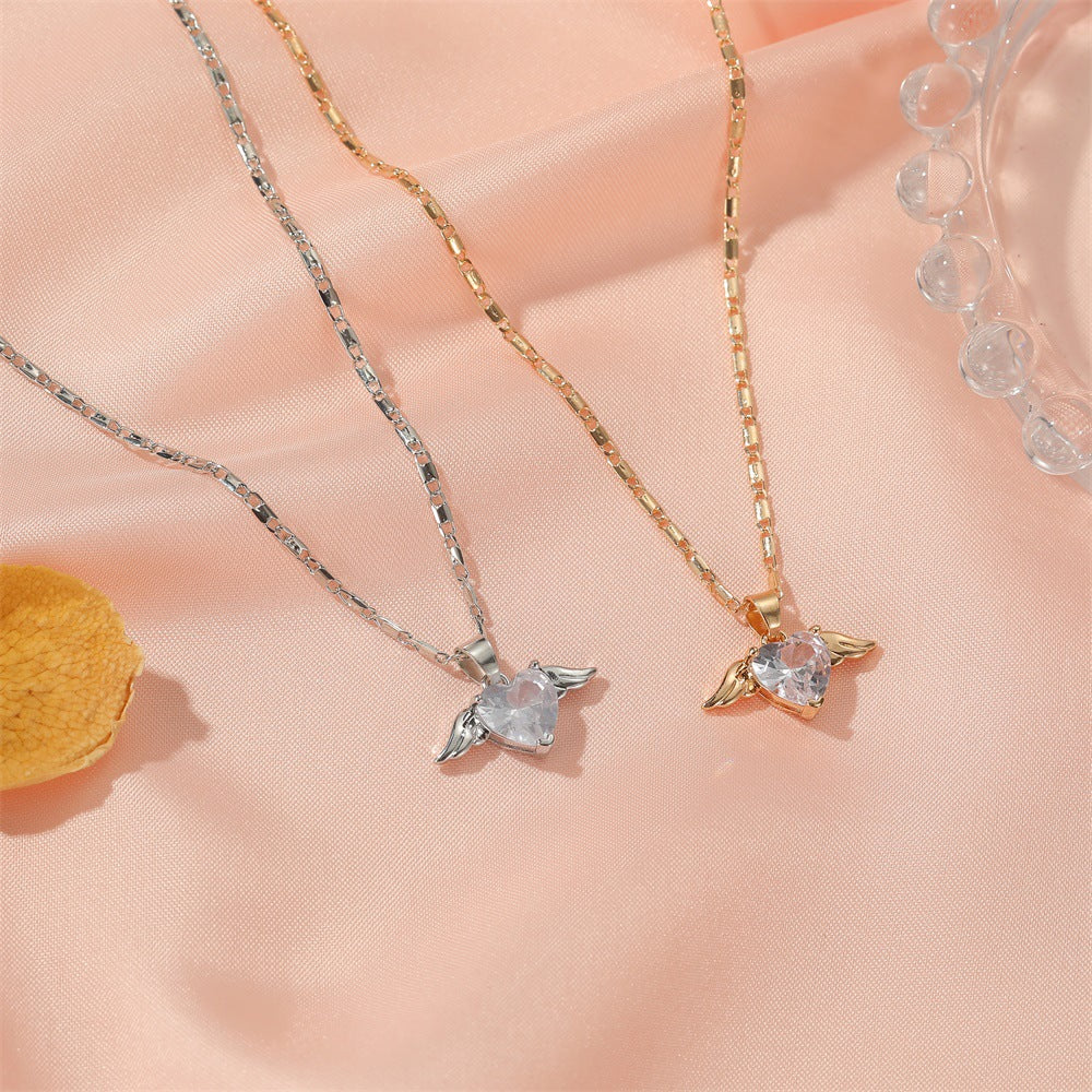 Heart Wings Necklace For Women Product information: Treatment Process: Electroplating Color: 01KC gold 9484,02 White K 9487,03 Rose Gold 9046 Material: Copper Popular elements: Love/heart Applicable population: Female Size: Packing list: Necklace *1 Produ