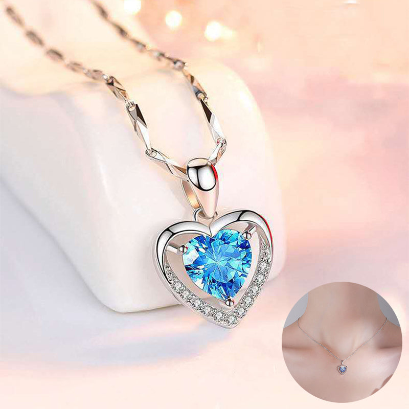 925 Heart-shaped Rhinestones Necklace Luxury Personalized Necklace For Women Jewelry Jewelry Valentine's Day Gift Material: S925 silver Matching: Shiny Sunflower Seed Chain + Water Constant Heart Pendant Style: simple, stylish and romantic 925 Heart-shape