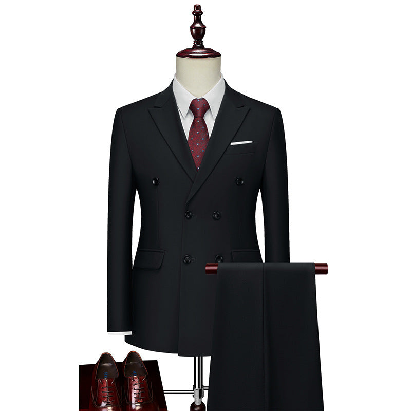 Men's Business Casual Suit Double Breasted Suit Suit Product information: Thickness: regular Fabric name: corduroy Applicable scenario: Banquet Color: dark blue, black, purple, wine red, dark green, orange, yellow, white, sky blue, pink, khaki, Big Red, M