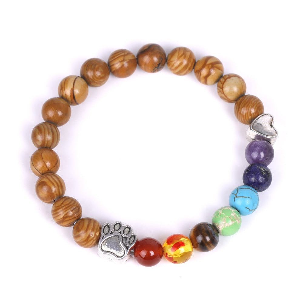 White Point Blue Love Small Peach Heart Colorful Natural Stone Bracelet Product information: Color: SY394A3901 glue filled white bark pine wood, SY394A4802 white dot blue, SY394A4803 Sunstone, SY394A4804 amazonite,SY394A4805 picture stone, SY394A4806 serp