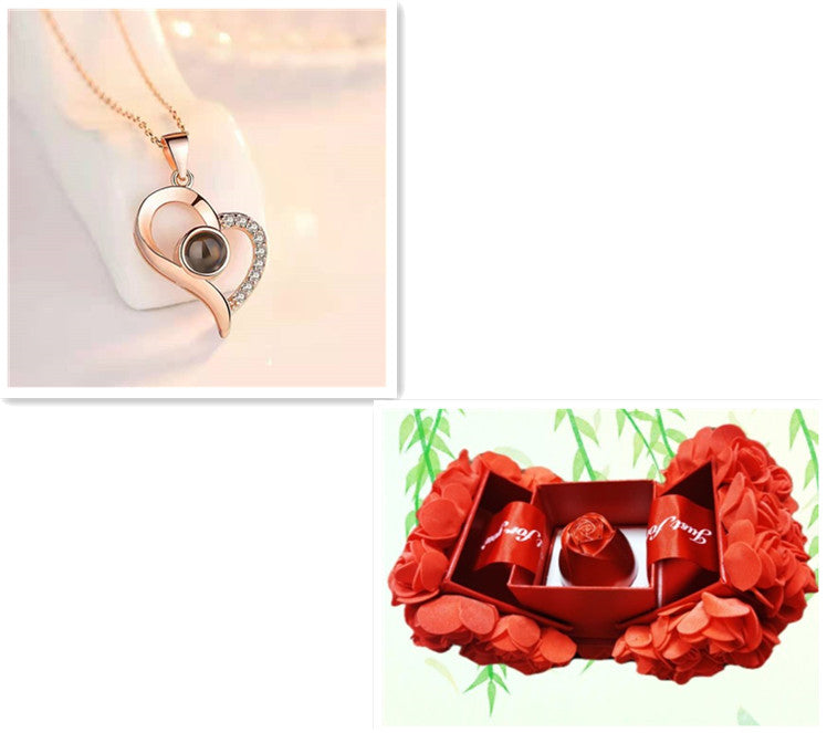 Hot Valentine's Day Gifts Metal Rose Jewelry Gift Box Necklace For Wedding Girlfriend Necklace Gifts Overview: 100% new design and high quality Must-have for fashion women Have a beautiful appearance Specifications: Necklace： Style: ethnic Material: Cryst