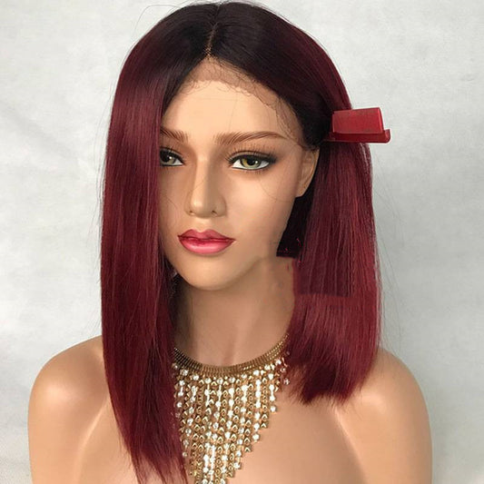 Water Wave Peruvian Human Hair Glueless Lace Front Wigs Cap Product information: Color: red Size: 16 inches Style: simple personality Style: short hair Packing list: Wigs*1 Water Wave Peruvian Human Hair Glueless Lace Front Wigs Cap Product information: C