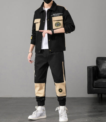 Casual Sports Suits Autumn Fashion Workwear Trends Product information: Style: Japanese tooling Thickness: General Length: trousers Top style: coat Shirt sleeve length: long sleeve Fabric name: cotton Applicable scene: leisure Size information: Size： M,L,