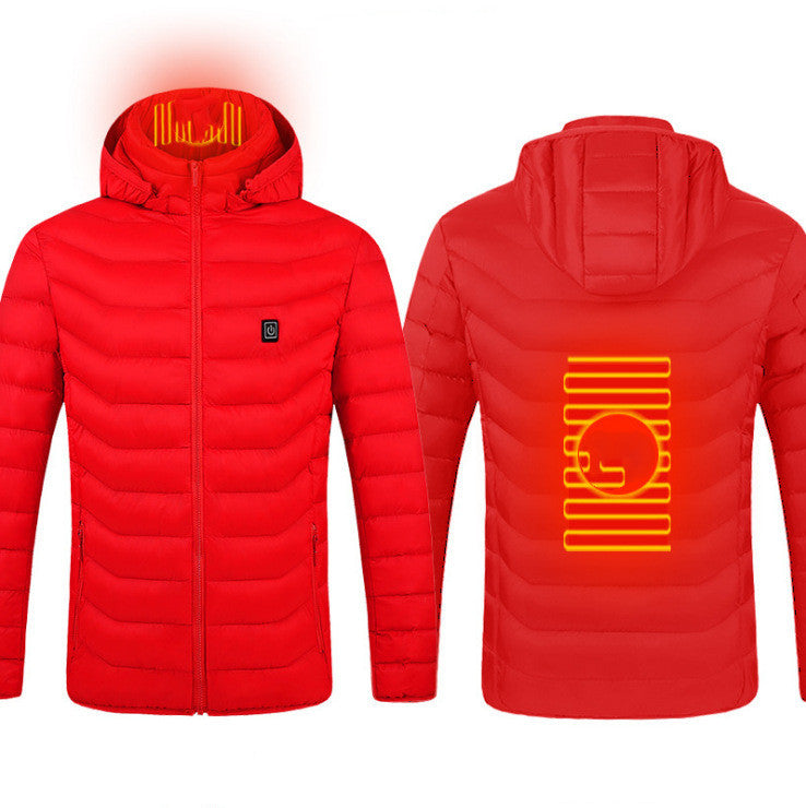 New Heated Jacket Coat USB Electric Jacket Cotton Heater Thermal Clothing Heating Vest Overview: LIGHTWEIGHT DESIGN FOR HEATING: Metallic dot lining, elastic cuffs, hem, removable hood, long sleeve and high-quality zippers help you better lock the heat, w