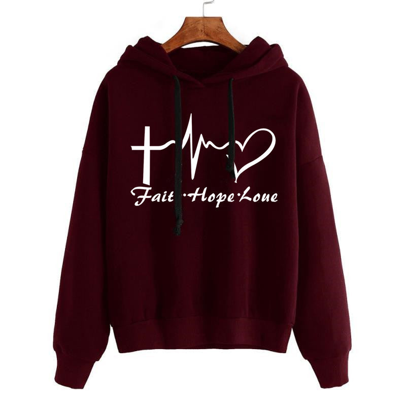 Heart Print Hoodie Sweatshirt Pullover Tops Women Long Sleeve Sports Clothes Product Information: Style: Street Design: Floral Style: Pullover Version: Straight tube type Combination form: single piece set Length: ordinary style (50cm < length ≤65cm) Slee