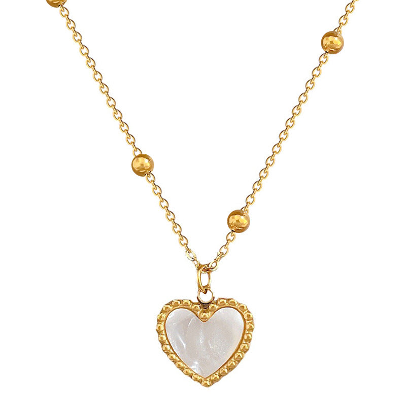 Heart-shape Love Necklace For Valentines Day Temperamental Personality Minimalist Stove Real Gold Necklace Female Product information: Treatment Process: Electroplating Color: N212 Gold [whole titanium steel], N213 silver [whole titanium steel]] Pendant m