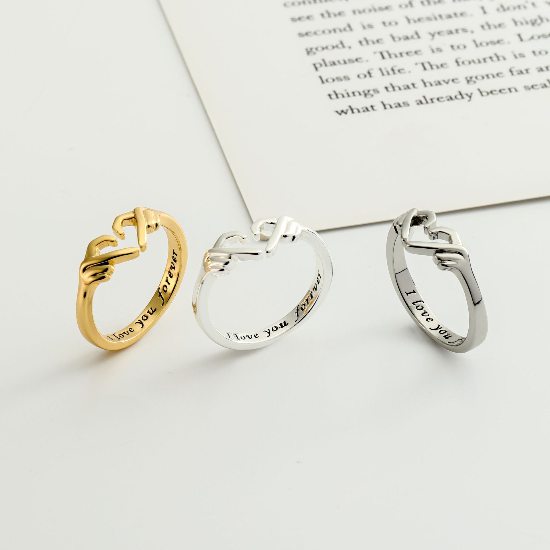 Romantic Heart Hand Hug Fashion Ring For Women Couple Jewelry Silver Color Punk Gesture Wedding Men Finger Accessories Gifts Overview: DESIGN: Silver Adjustable Heart Claddagh Ring - Heart represents Forever Love, Hands represent Friendship, with "I love