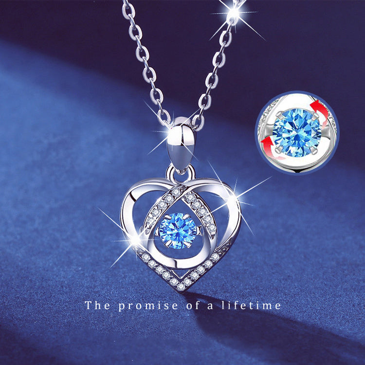 S925 Beating Heart-shaped Necklace Women Luxury Love Rhinestones Necklace Jewelry Gift For Valentine's Day Product information: Treatment Process: Electroplating Color: white, blue Pendant material: mixed gem inlaid Chain style: O-type chain Material: Cop