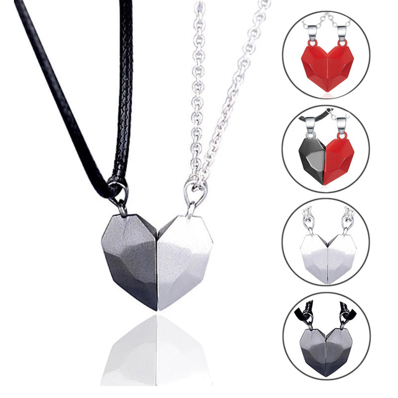 Creative Magnet Necklace Love Heart Broken Men And Women Product information: Style: Creative Material: Copper Type: Necklace Style: Couple style Modeling: Wishing Stone Packaging: Individually packed Chain style: cross chain Whether multi-layer: No Wheth