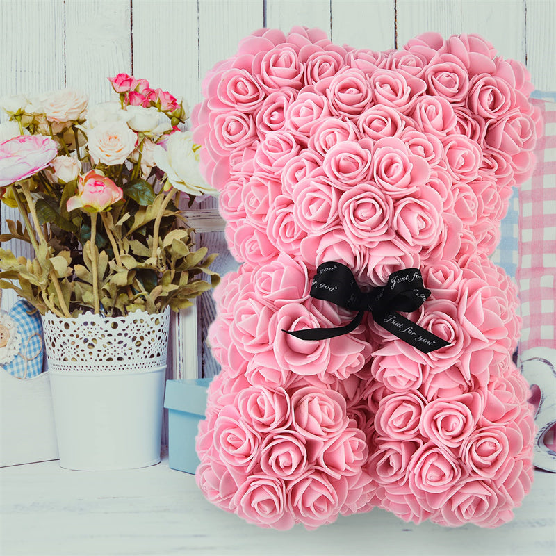 Valentine's Day Gift Rose Bear Eternal Flower Rose Teddy Bear PE Foam Bear 25cm Valentines Day Overview: Rose Bear — The rose bear is about 10*7*7 inches (length*width*height). This eternal rose bear symbolizes eternal love, affection, friendship and stab