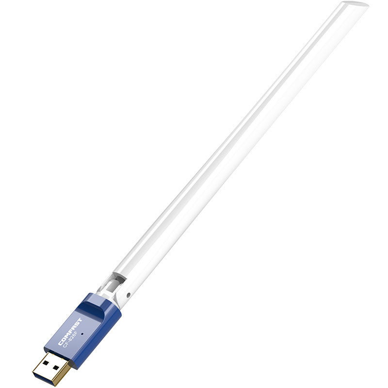 USB wireless network card external antenna Item No.: CF-WU826F Transmission rate; 300Mbps Interface type: USB Wireless standard: IEEE 802.11b, IEEE 802.11g, IEEE 802.11n Working frequency; 2.4G Support protocol: 802.11n color: blue USB wireless network ca