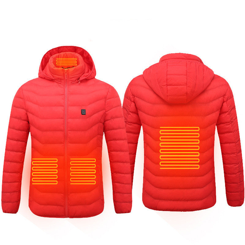 New Heated Jacket Coat USB Electric Jacket Cotton Heater Thermal Clothing Heating Vest Overview: LIGHTWEIGHT DESIGN FOR HEATING: Metallic dot lining, elastic cuffs, hem, removable hood, long sleeve and high-quality zippers help you better lock the heat, w