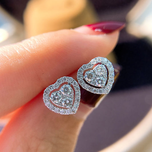 Rhinestone Love Stud Earrings For Women Temperament Fashion Heart-shape Earrings Product information: Material:Zircon Style: fashionable and simple Features:Electroplating Color: white Size Information: Packing list: Earring*1 Pair Product Image: Rhinesto