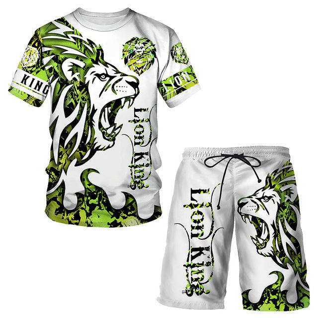 3D Printed Women's And Men's T Shirt Set Fashion Men's Lion Sportswear Product information: Material:polyester Style:motion Features:printing Colour:White, gray, brown, blue, purple, green Size Information: Size: S/M/L/XL/XXL/3XL/4XL/5XL/6XL Note: 1. Asia