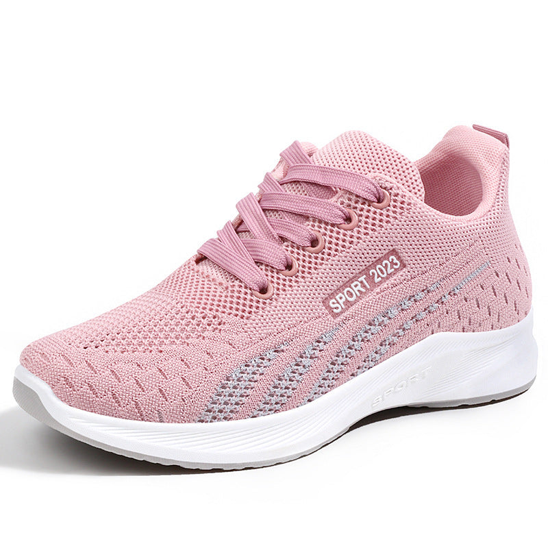 Flat Fly Woven Mesh Sneakers Women's Soft Bottom Product information: Color: R8 pink, R8 Gray, R8 Black Size: 35, 36, 37, 38, 39, 40, 41 Cutting depth: Middle mouth (7-11CM) Toe holder shape: round head Shoe Upper material: Mesh Applicable Gender: Female
